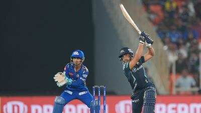 Abhinav Manohar smashed his way to 42 off 21 balls in Gujarat Titans' 55-run win against Mumbai Indians in the IPL game in Ahmedabad on Tuesday, April 25, 2023. AP