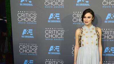 Keira Knightley, in Delpozo, arrives for the 20th annual Critics' Choice Awards in Hollywood, California, on January 15, 2015.
