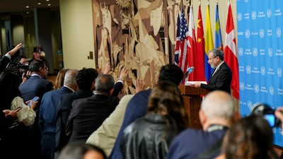 Iran's Foreign Minister, Abbas Araghchi, speaks to members of the media during the UN General Assembly in New York on September 25, 2026. Bloomberg