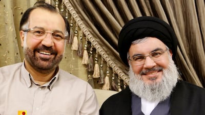 Hassan Nasrallah and Hezbollah commander Fouad Shukr, who was killed in an Israeli strike on Beirut in July 2024. Photo: Hezbollah