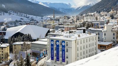 Snow covers rooftops on the first day of the annual meeting of the World Economic Forum (WEF) in Davos, Switzerland. Reuters