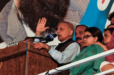 Shehbaz Sharif, brother of former prime minister Nawaz Sharif, during an anti-government rally in Islamabad on Tuesday. Reuters