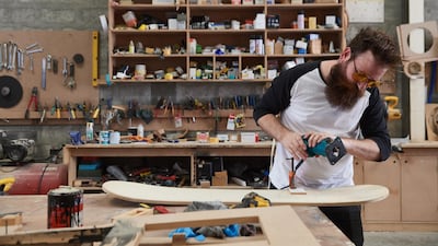 Craftsman from Above Sandboards at Tashkeel’s Make Works UAE project in 2017. Courtesy Tashkeel