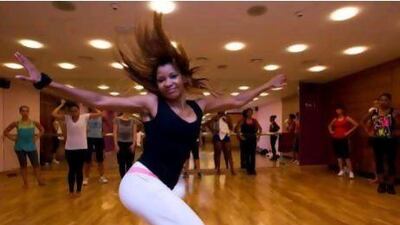 Liris Mosquera teaches African dance class at Exhale studios in JBR, Dubai.