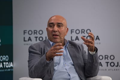 Palestinian activist Samer Sinijlawi at a peace forum in Spain this year. Getty Images