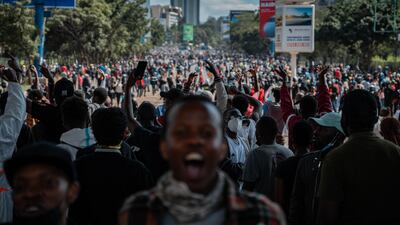 Protesters gather in Nairobi. AFP
