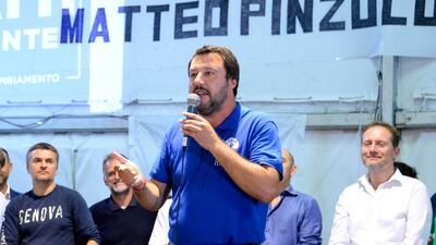 Matteo Salvini's hard-line response to Italy's latest migrant drama has seen his stock soar (AP)