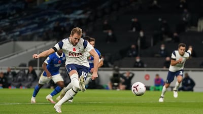 Harry Kane scores from the spot against Brighton on November 1, 2020. Reuters