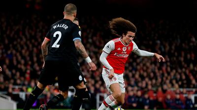 Arsenal midfielder Matteo Guendouzi against Manchester City at the Emirates Stadium in London. AFP