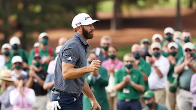 Dustin Johnson celebrates. AFP