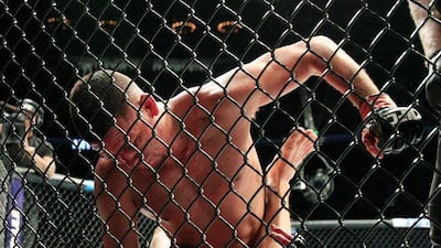 Nate Diaz. top. and Conor McGregor battle during UFC 202 at T-Mobile Arena. McGregor won by majority decision. AFP