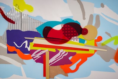 A large-scale mixed-media work by H11235 (Kiran Maharjan). Photo: Ishara Art Foundation