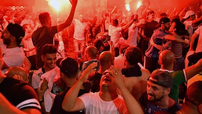 A fan reacts as Algeria supporters gather to watch the final in Marseille in France. AFP