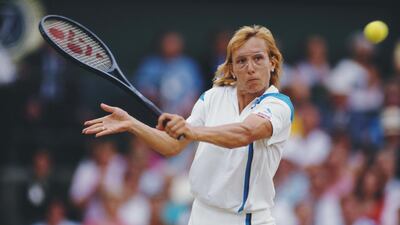 Martina Navratilova (tennis). The American began wearing glasses in 1985 when, during a difficult run of form, she became convinced her eyesight was contributing to her losses. It obviously helped, with Navratalova adding 11 more grand slam titles to her collection wearing them. Getty Images