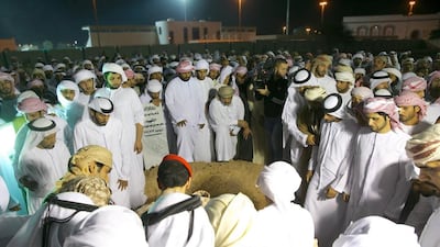 The body of Sultan Al Ketbi, 43, who died along with Saudi officer Abdullah Al Sahian in a Tochka rocket strike near Taez, is buried in Sharjah. Wam