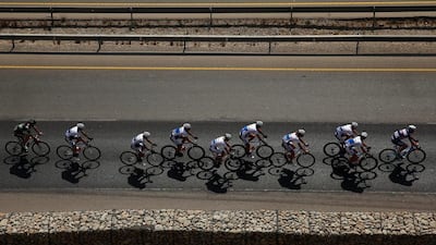 The pelton ride along the highway on stage one of the 2016 Tour of Oman, a 145km road stage from Oman Exhibition Centre to Al Bustan on February 16, 2016 in Al Bustan, Oman. (Photo by Bryn Lennon/Getty Images)