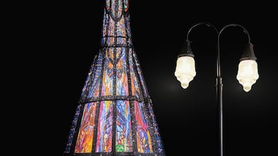 Lopez sported this stained-glass cape on 'The Tonight Show' in 2016. Courtesy SCAD