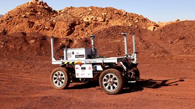 A robotic rover is used during the simulation, directed by a mission support centre in Austria. AFP
