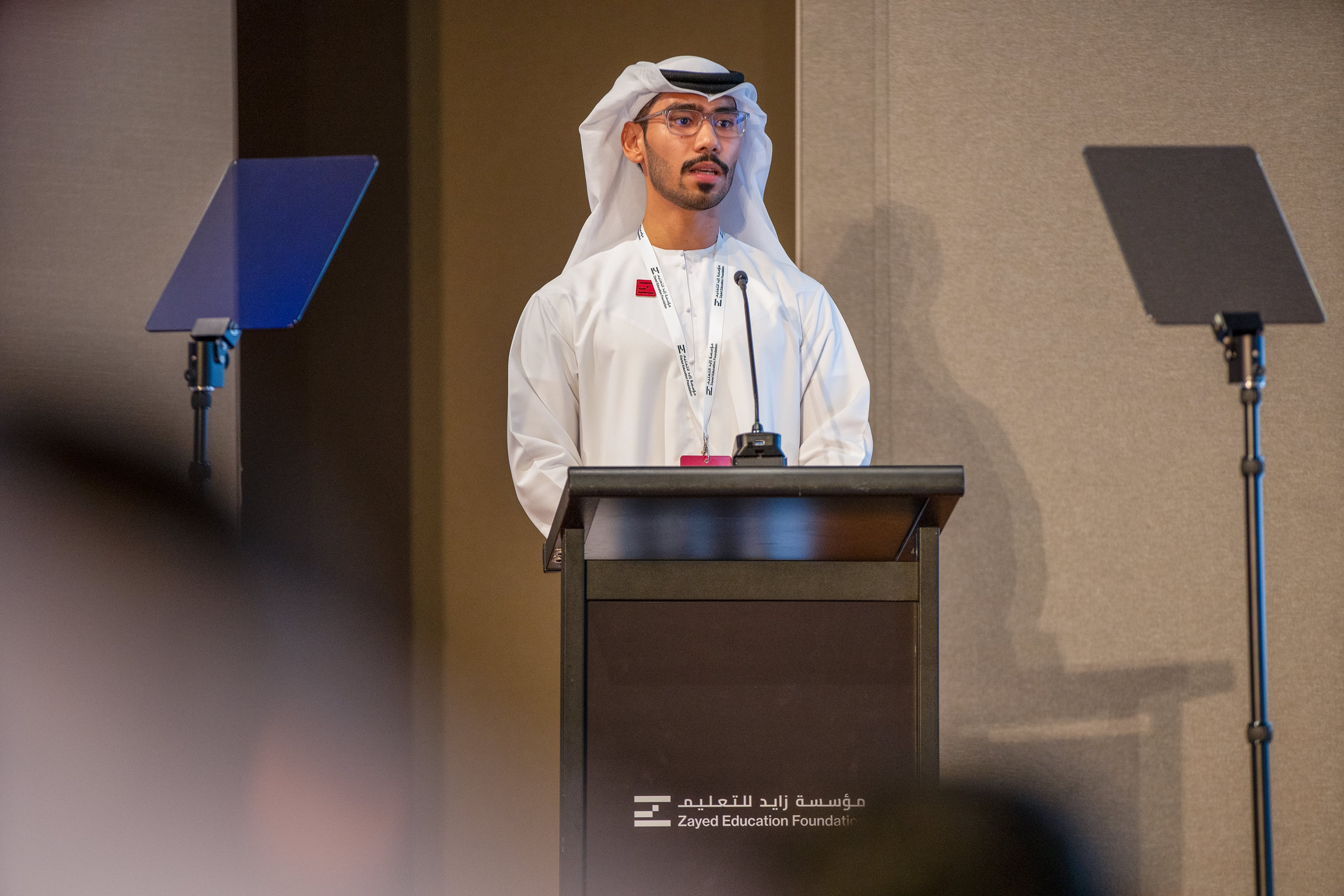 Jassem Alkhoori, a Ruwwad Zayed Scholar, said education should keep pace with technological development. Photo: Zayed Education Foundation