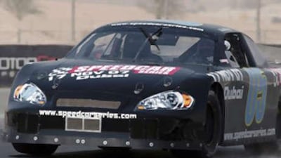 Narain Karthhikeyan drives a speedcar at Dubai Autodrome last season.