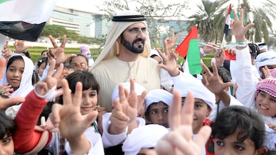 Sheikh Mohammed celebrating Flag Day. Wam