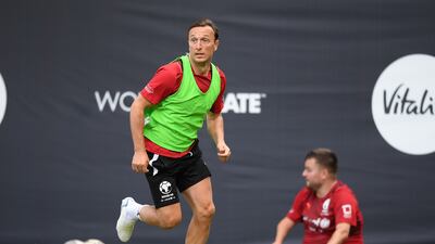 Mark Noble trains for Soccer Aid 2022. Getty