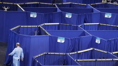 France has set up a vast coronavirus vaccination centre inside the national velodrome in Saint-Quentin-en-Yvelines, near Paris. EPA
