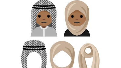 The proposed emoji created by Aphelandra Messer, representing the hijab and the ghutra Courtesy: Aphelandra Messer