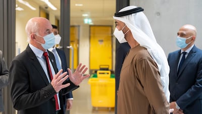 Sheikh Mohamed visits the Zayed Centre for Research into Rare Disease in Children, located in London.