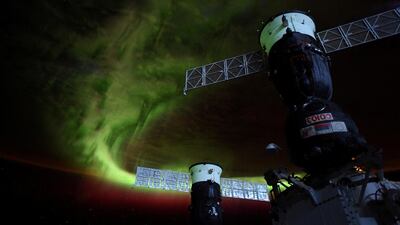 An aurora in the Earth's atmosphere is seen from the International Space Station, in this image published June 10, 2019. NASA handout via Reuters, file