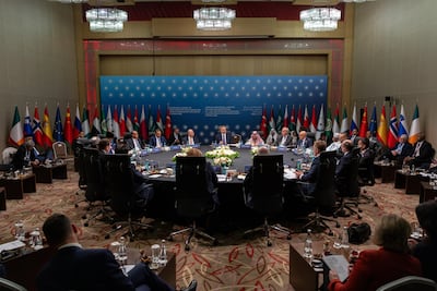 Foreign Minister Hakan Fidan attends the 'Two-State Solution and Permanent Peace in the Middle East Antalya Ministerial Meeting'. The meeting was attended by the foreign ministers of Saudi Arabia, Palestine, Bahrain, Indonesia, Qatar, Egypt and Jordan. Photo: Ministry of Foreign Affairs of the Republic of Turkey