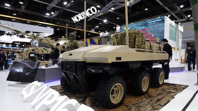 A CS/VP16B light unmanned all-terrain vehicle at Idex 2025 in Abu Dhabi. Chris Whiteoak / The National