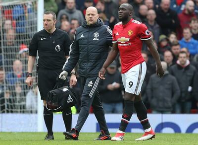 Romelu Lukaku, right, had to walk off injured during their Premier League match against Arsenal. Nigel Roddis / EPA