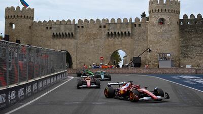 Ferrari's Charles Leclerc ahead of teammate Lewis Hamilton. AFP