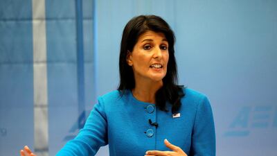 US ambassador to the United Nations Nikki Haley, speaking at the American Enterprise Institute in Washington, US on September 5, 2017, said the nuclear deal with Iran is 'flawed'. Aaron P Bernstein/Reuters