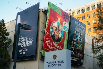 Banners for shows at the Warner Brothers Discovery Techwood office campus in Atlanta, Georgia. Bloomberg