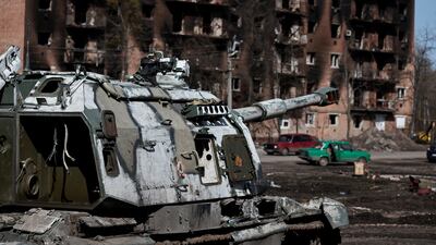 A damaged Russian artillery tank is seen, amid Russia's invasion of Ukraine, in Trostianets, Sumy region, Ukraine. Reuters