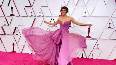 Halle Berry arrives to the Oscars red carpet for the 93rd Academy Awards in Los Angeles, California, US, April 25, 2021. Reuters