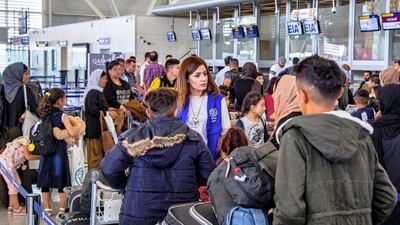 Iraqi Yazidis in the airport of Erbil, Iraq, waiting to board a flight to Toulouse, France. Courtesy of the International Organisation of Migration in Iraq.