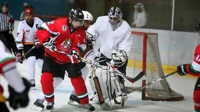 ABU DHABI, UNITED ARAB EMIRATES - May 28, 2012 - The UAE team took the ice against Oman in the first day of the 2nd Gulf Cup Tournament in Abu Dhabi. ( DELORES JOHNSON / The National )