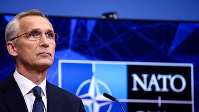 Nato Secretary General Jens Stoltenberg holds a press conference on Tuesday before a two-day meeting of the alliance's defence ministers in Brussels. AFP