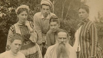 Leo Tolstoy (1828-1910), one of the greatest novelists of all time, with his family in Russia. Fine Art Images / Heritage Images / Getty Images.