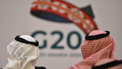Unidentified guests at a G20 meeting in Riyadh. The G20 finance ministers and central bank governors met virtually on Saturday to discuss the global economic outlook. AFP