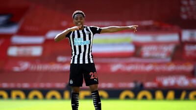 Newcastle's Joe Willock celebrates his goal. PA