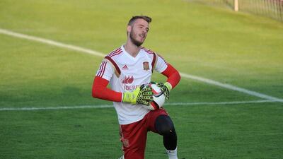 Manchester United keeper David de Gea shown during a Spain training session last week. Denis Doyle / Getty Images / September 2, 2015