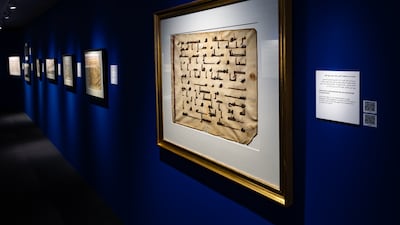 A folio from an 8th-century Quranic manuscript. Photo: Sharjah Museum of Islamic Civilisation