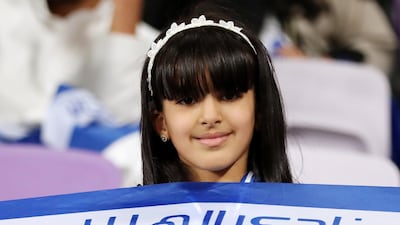 An Al Hilal fan is all set for their Asian Champions League quarter-final against Al Ain at Hazza bin Zayed Stadium. Chris Whiteoak / The National