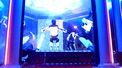 The robots dance to music