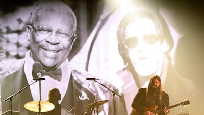 Chris Stapleton performs a tribute to B B King at the 58th annual Grammy Awards. Matt Sayles / Invision / AP