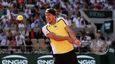 Zverev plays a big backhand. Getty Images